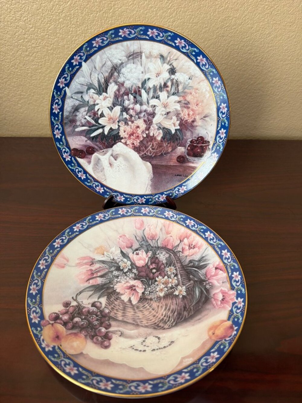 1992 Lena Liu Basket Bouquets W.S. George Set of 11 Collector Plates Missing #11 - Picture 6 of 15